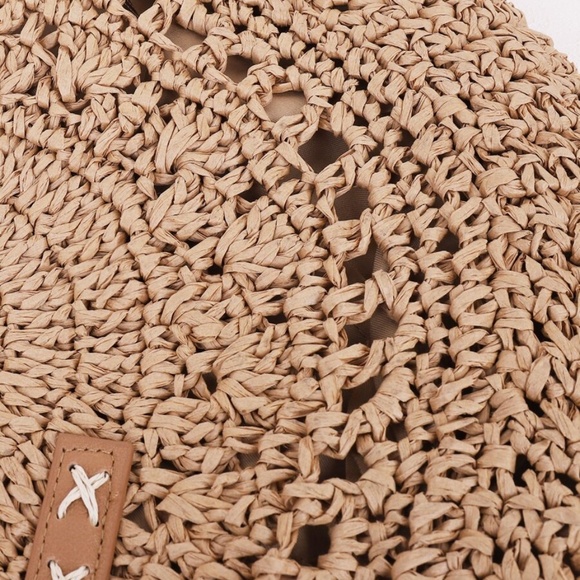 Boho Circular Large Straw Tote Summer Bag - Picture 5 of 8